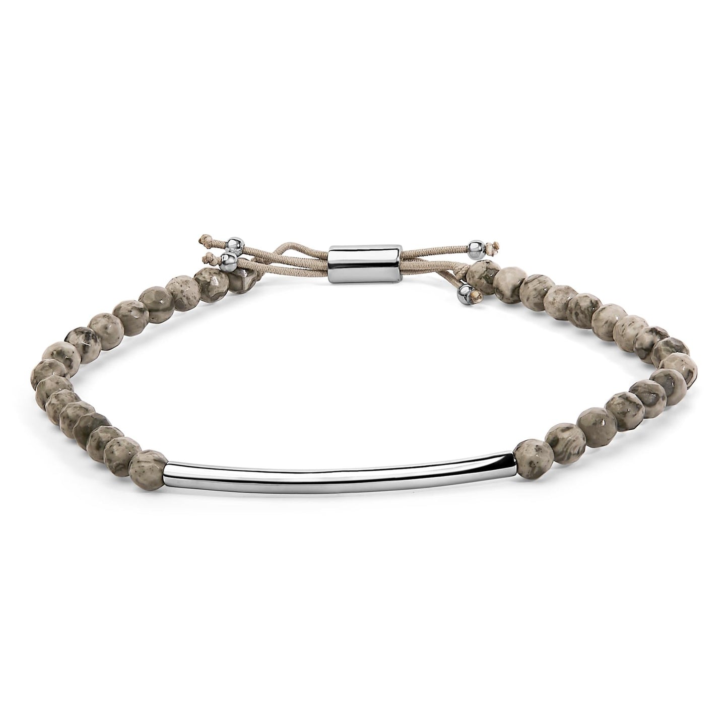 Sterling Silver Jasper Bead Station Bracelet Bolo Clasp-0
