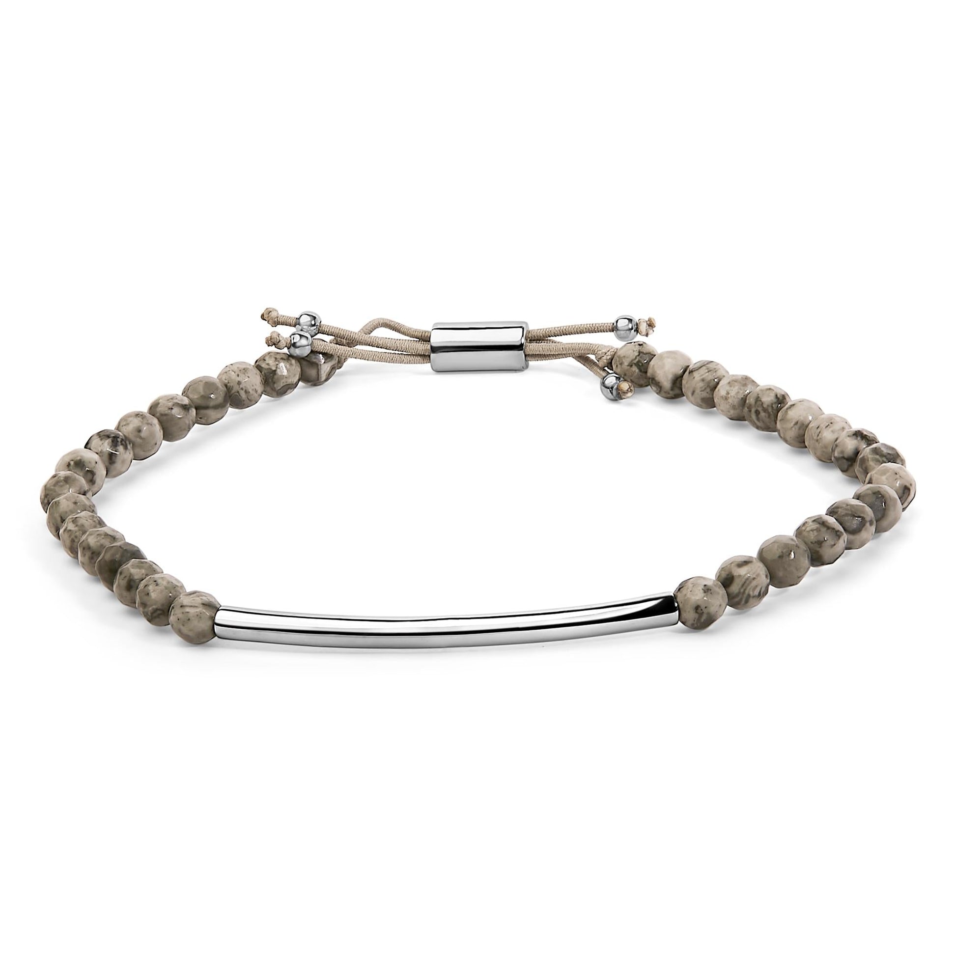 Sterling Silver Jasper Bead Station Bracelet Bolo Clasp-0