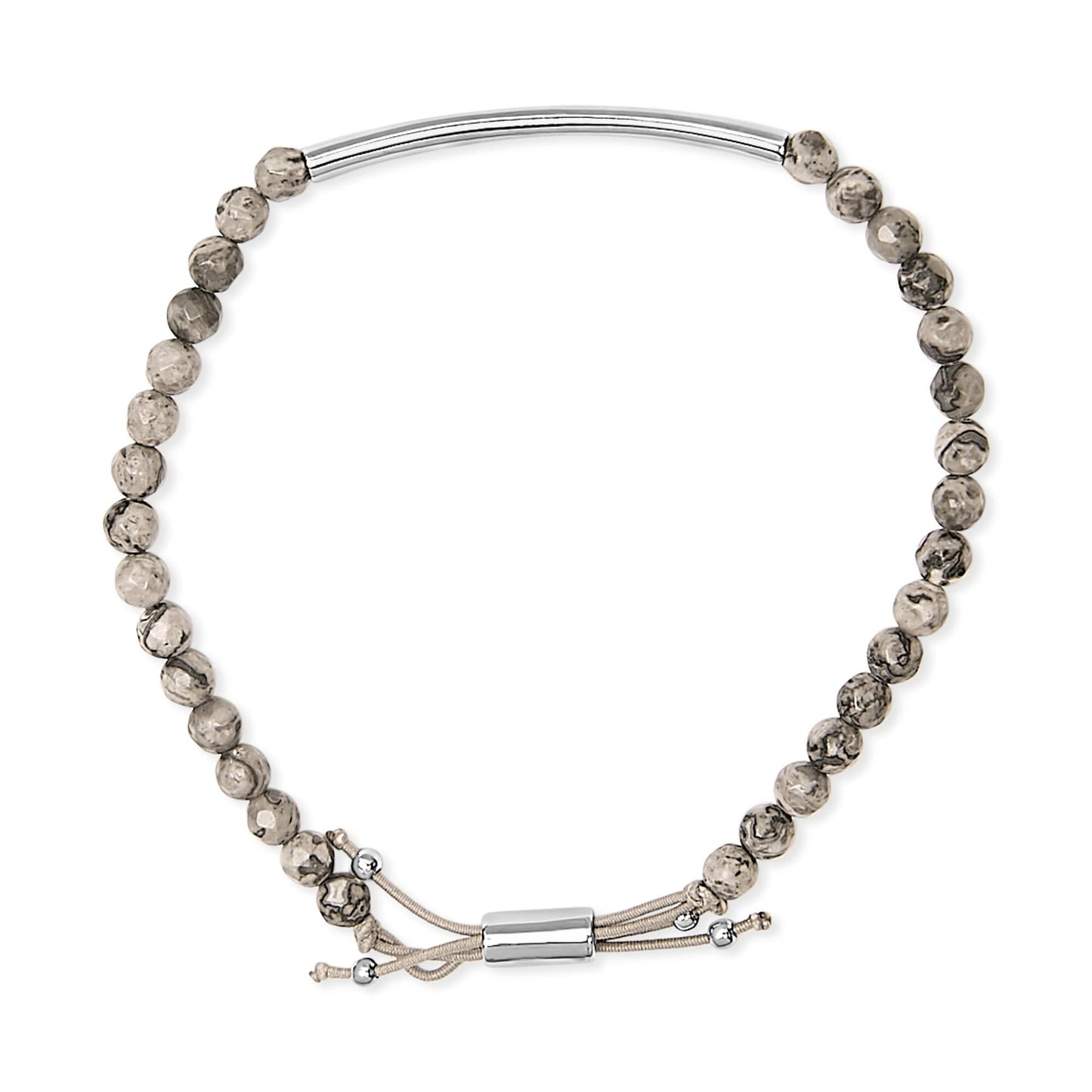 Sterling Silver Jasper Bead Station Bracelet Bolo Clasp-3
