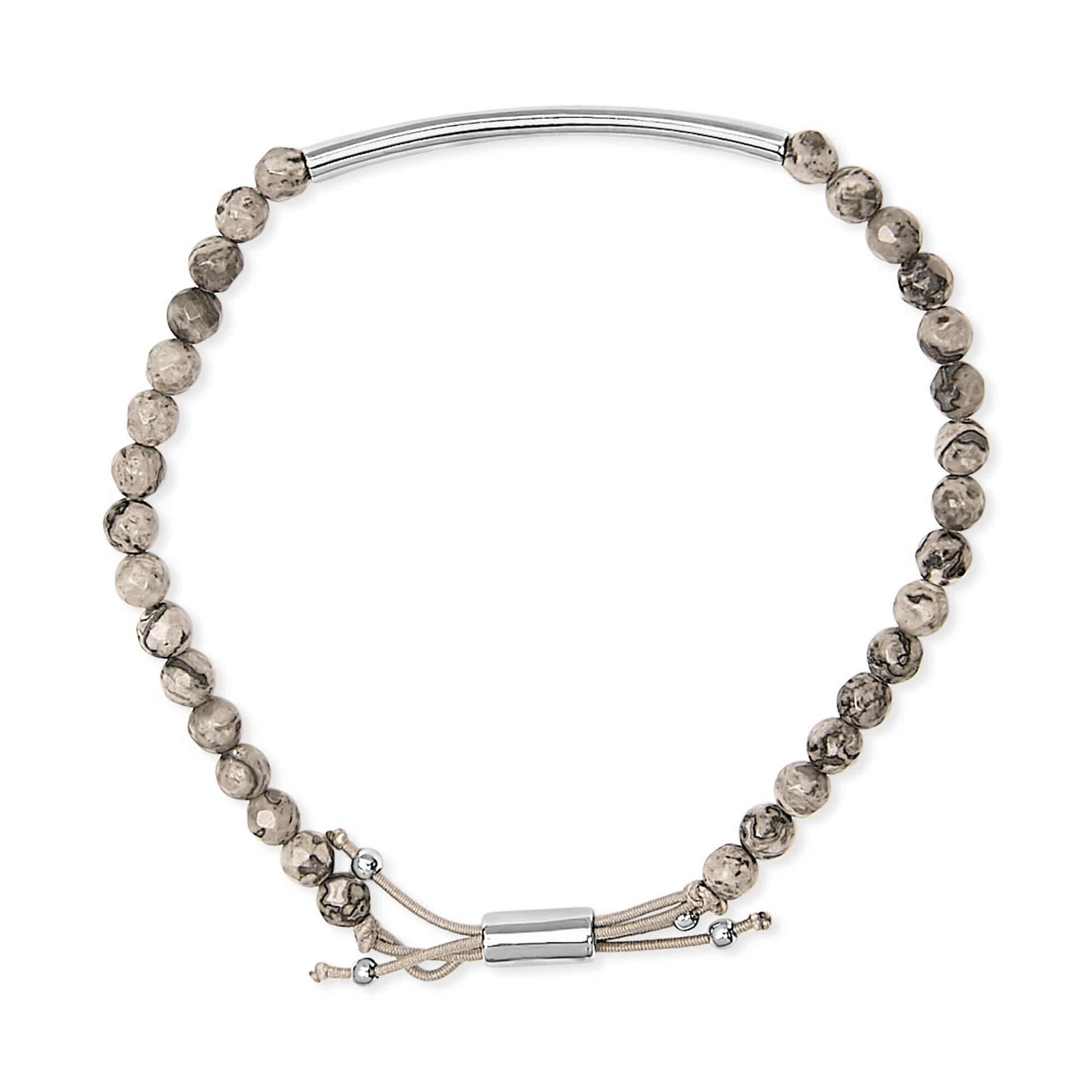 Sterling Silver Jasper Bead Station Bracelet Bolo Clasp-3