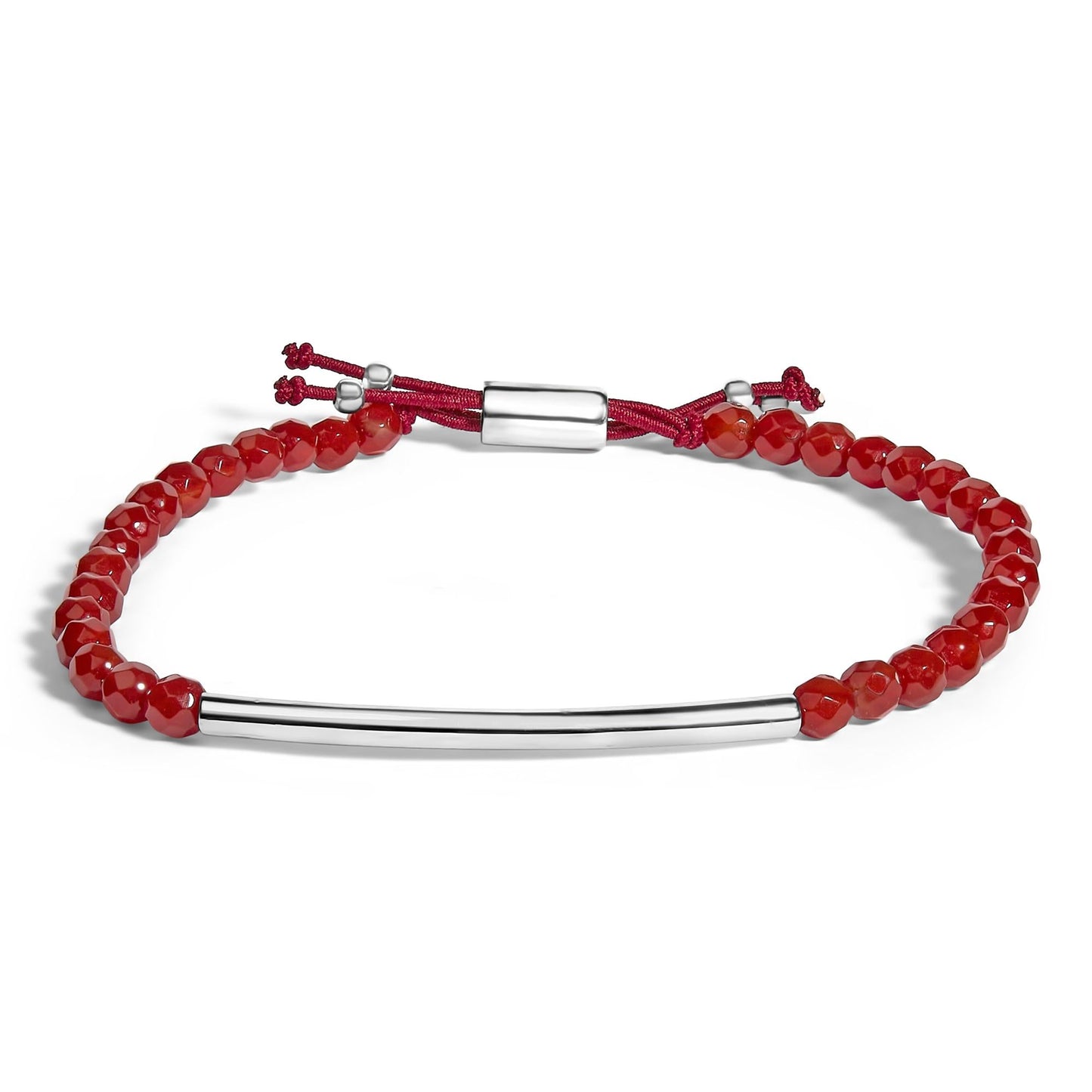 Sterling Silver Red Jasper Bead Station Bracelet with Bolo Clasp-0