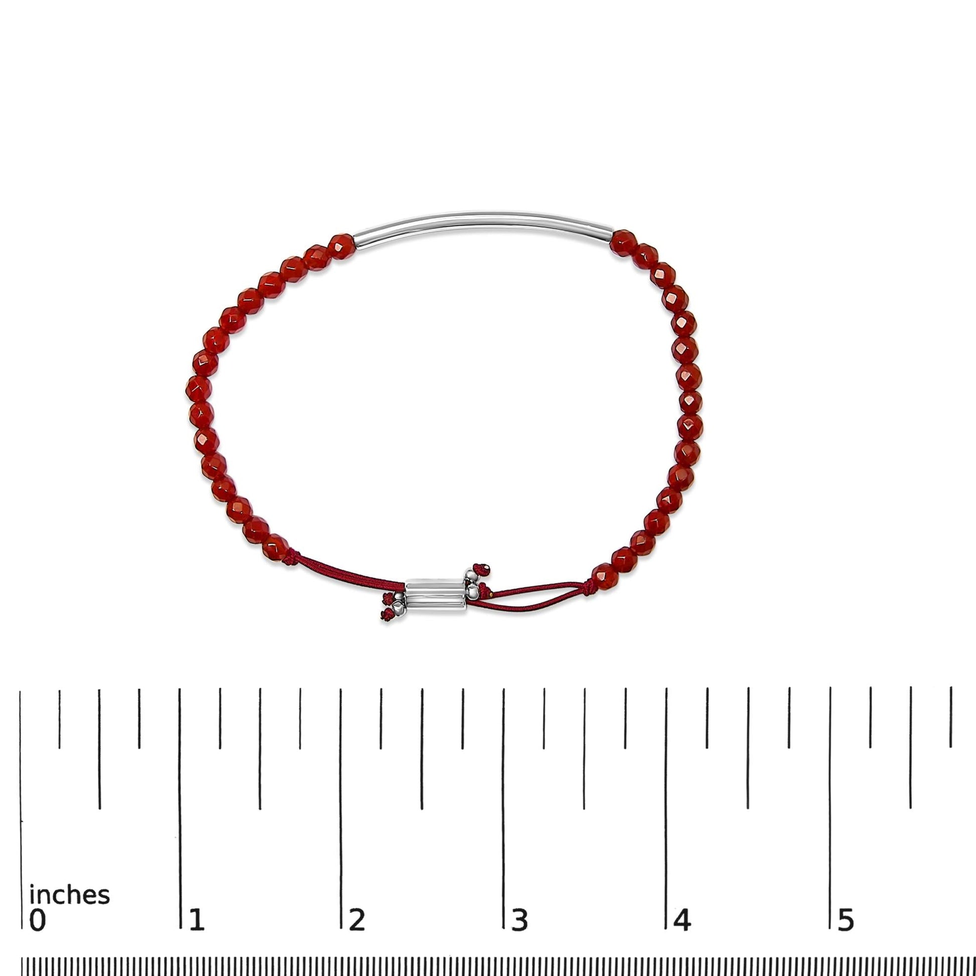 Sterling Silver Red Jasper Bead Station Bracelet with Bolo Clasp-4