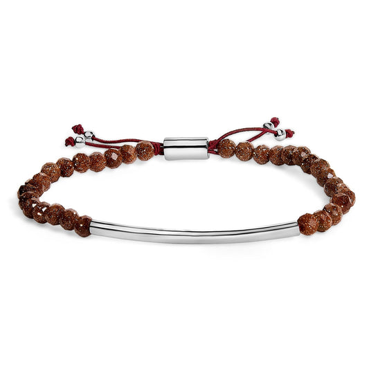 Sterling Silver Sand Bead Station Bracelet Bolo-0