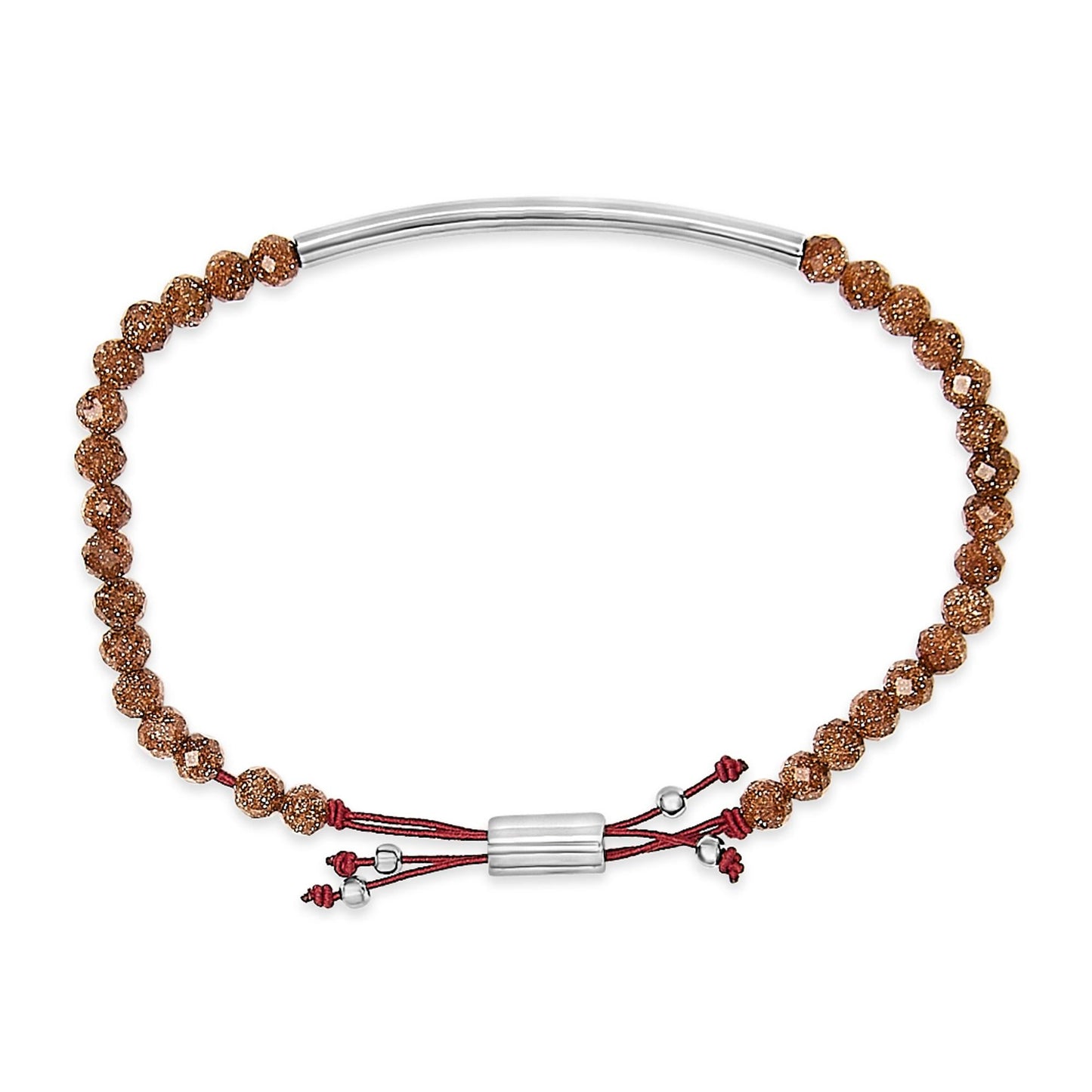 Sterling Silver Sand Bead Station Bracelet Bolo-3