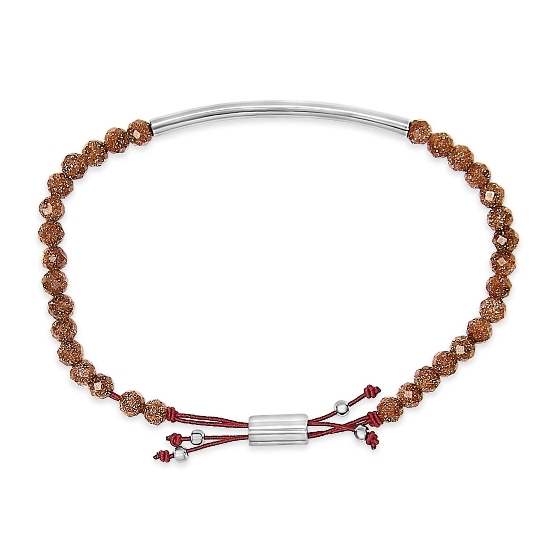 Sterling Silver Sand Bead Station Bracelet Bolo-3