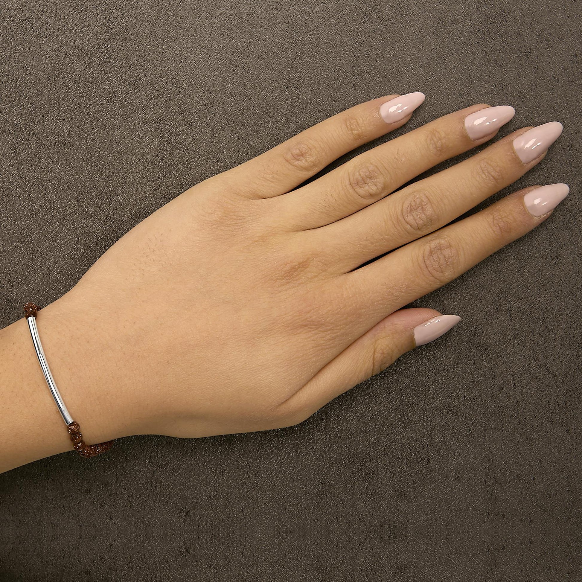 Sterling Silver Sand Bead Station Bracelet Bolo-2