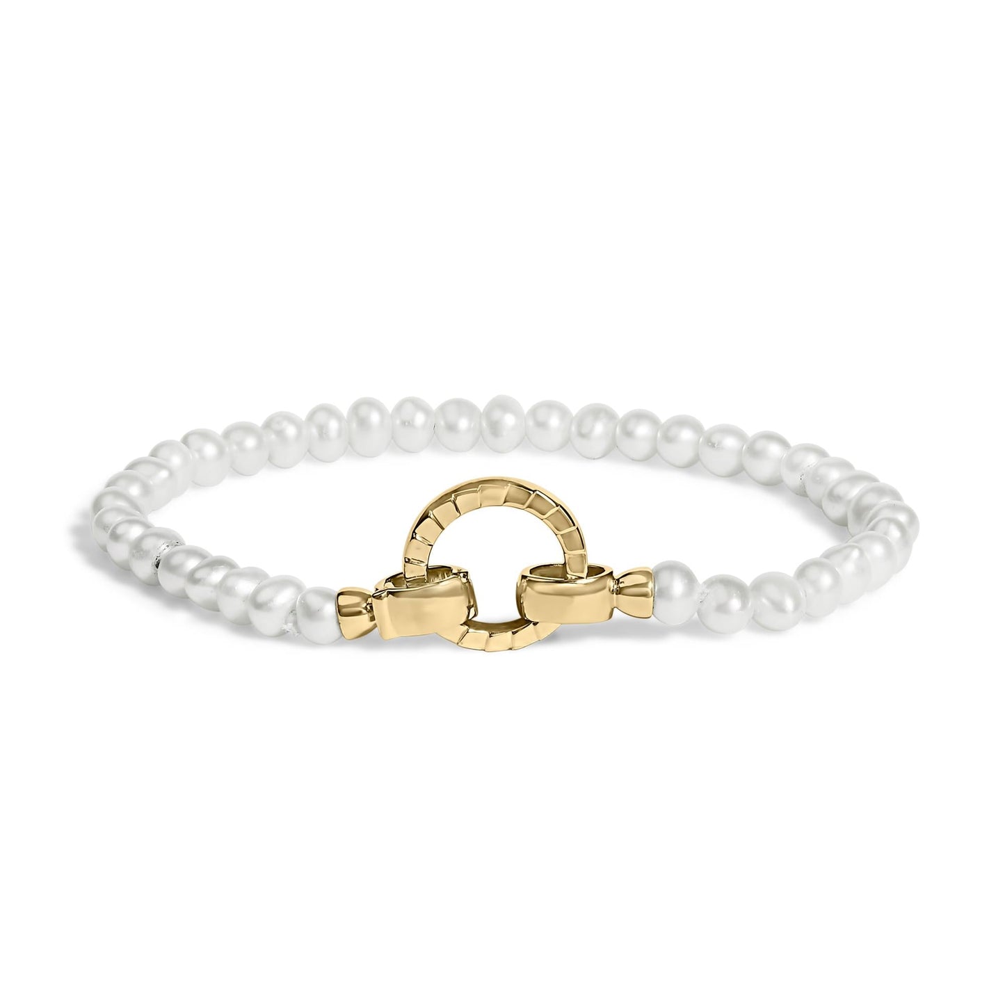 18K Yellow Gold Vermeil Pearl Infinity Lock Tennis Bracelet-0