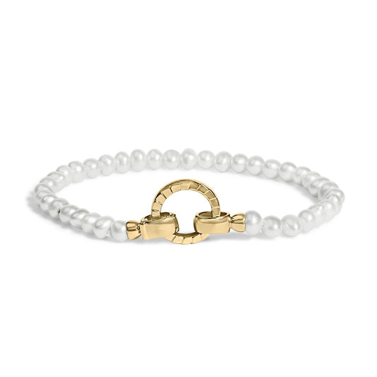 18K Yellow Gold Vermeil Pearl Infinity Lock Tennis Bracelet-0