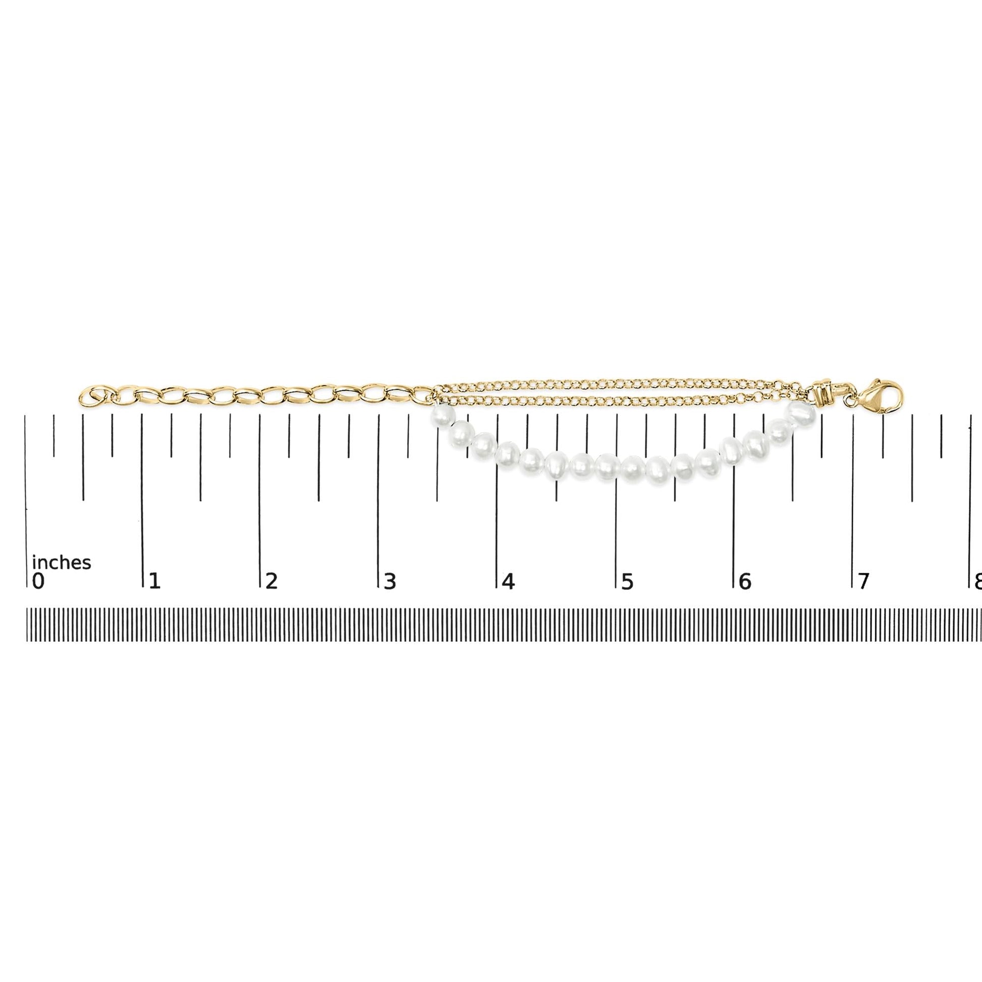 18K Yellow Gold Vermeil Cultured Pearl Station Link Bracelet-4
