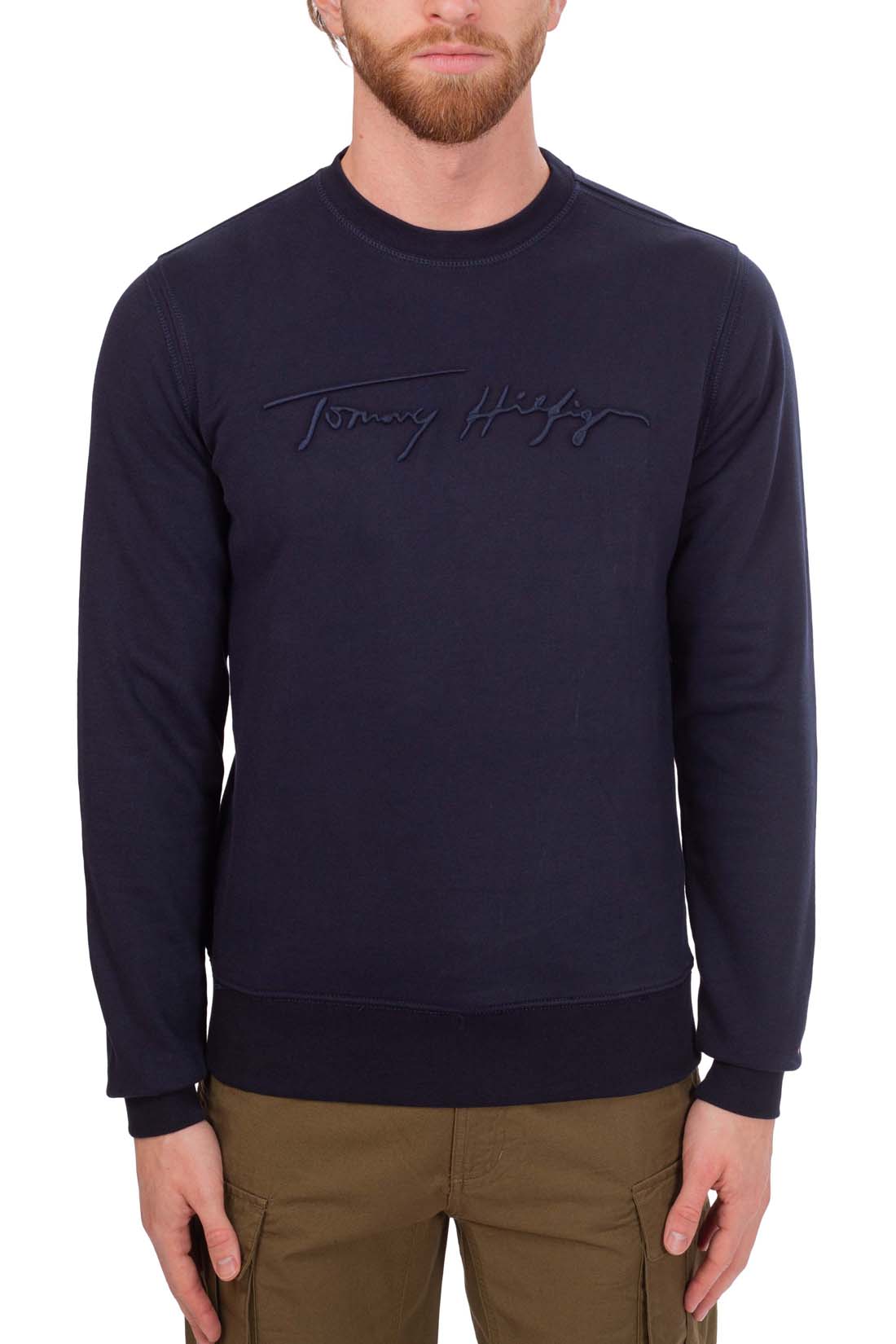 TOMMY HILFIGER - Men's sweatshirt with signature logo embroidery-1