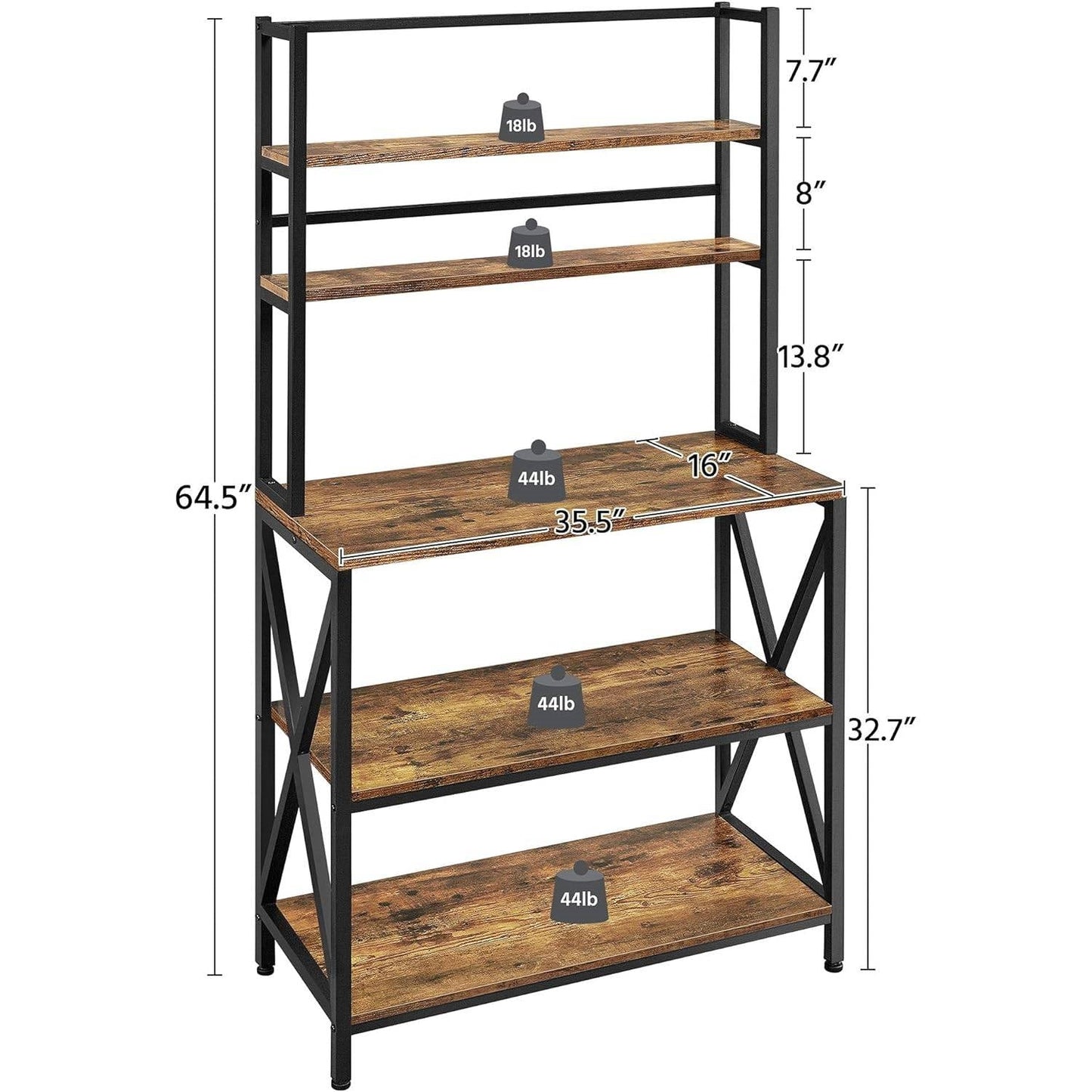 Modern Industrial Metal Wood Bakers Rack Kitchen Storage Shelf-4