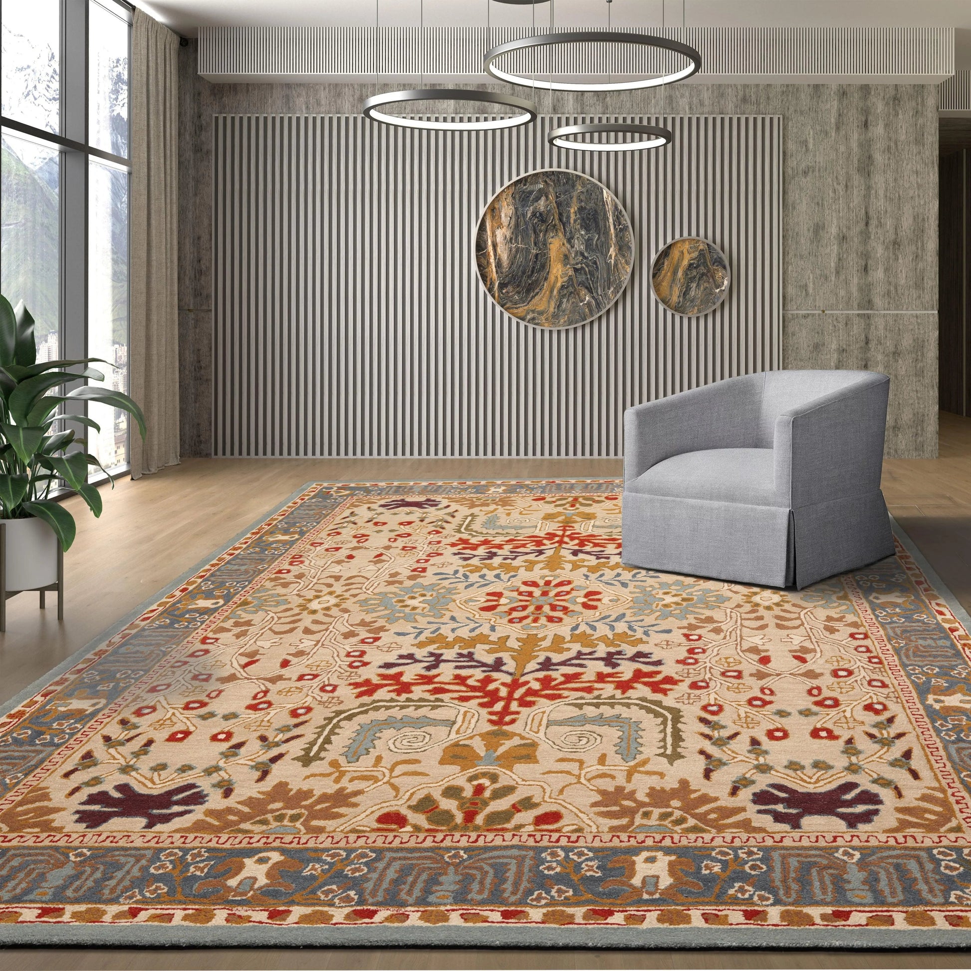 Multi Sizes Beige Handmade 100% Wool Arts & Craft Transitional Oriental Area Rug-2