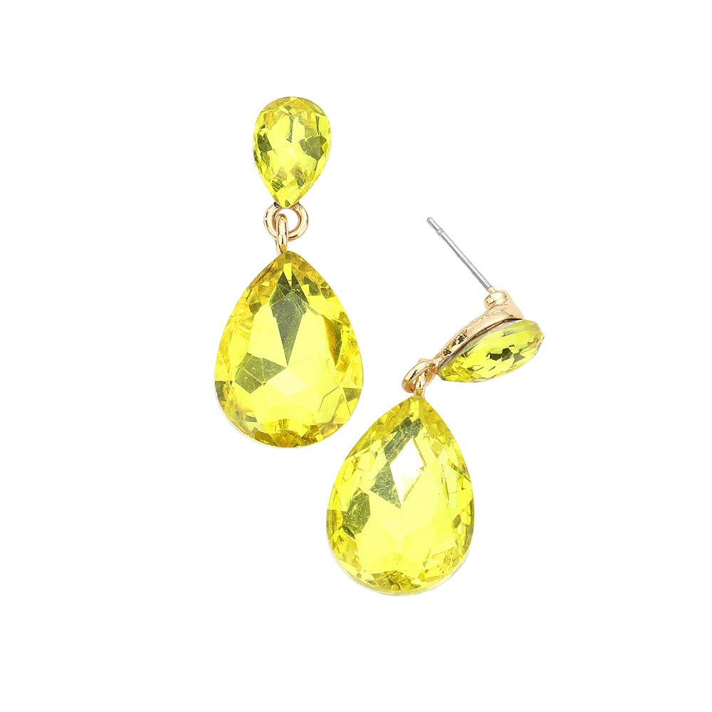 Glass Crystal Teardrop Dangle Earrings