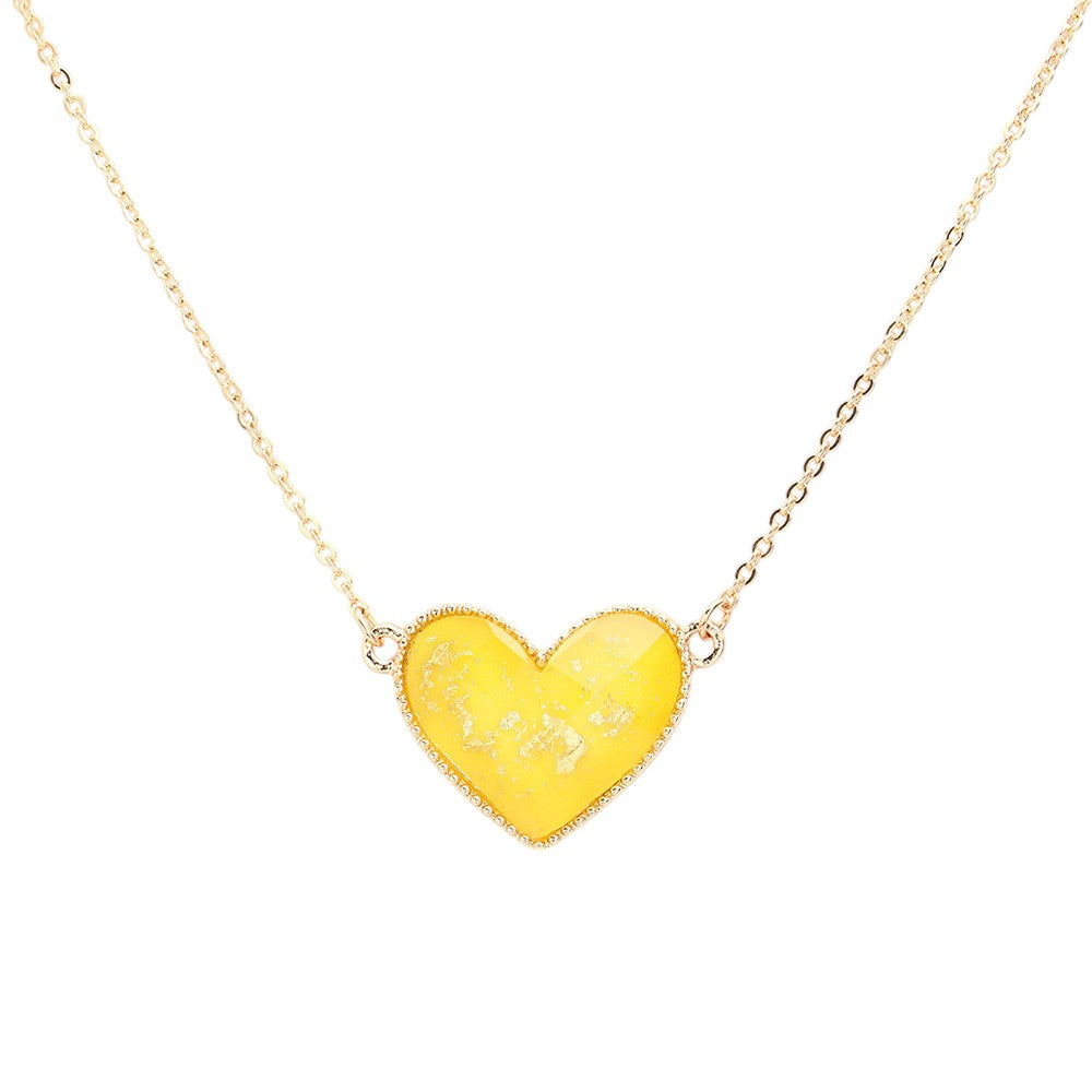 Gold Foil Detailed Heart Pendant Necklace
