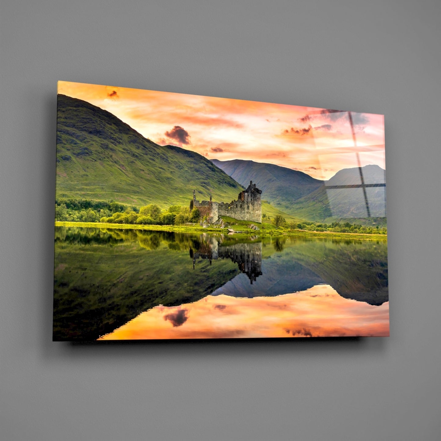 Eilean Donan Castle Reflection Glass Wall Art