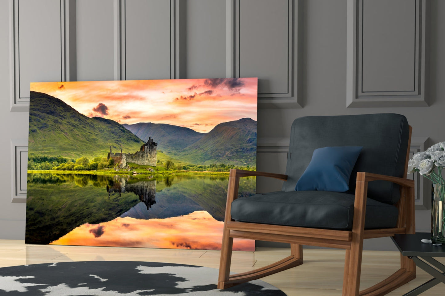 Eilean Donan Castle Reflection Glass Wall Art