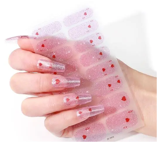 Glitter Hearts Gel Nails-0