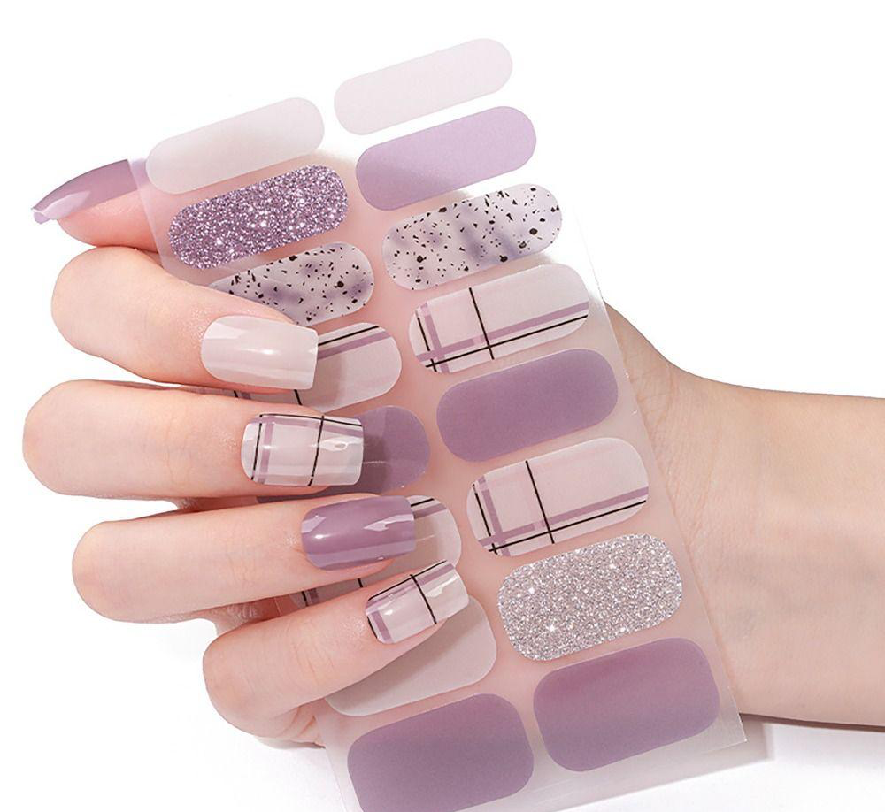 Lavender Glitter Gel Nails-0