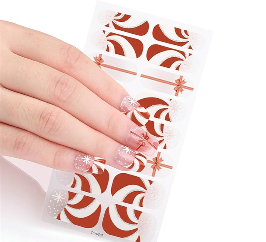 Candy Cane Swirl Gel Nails-1