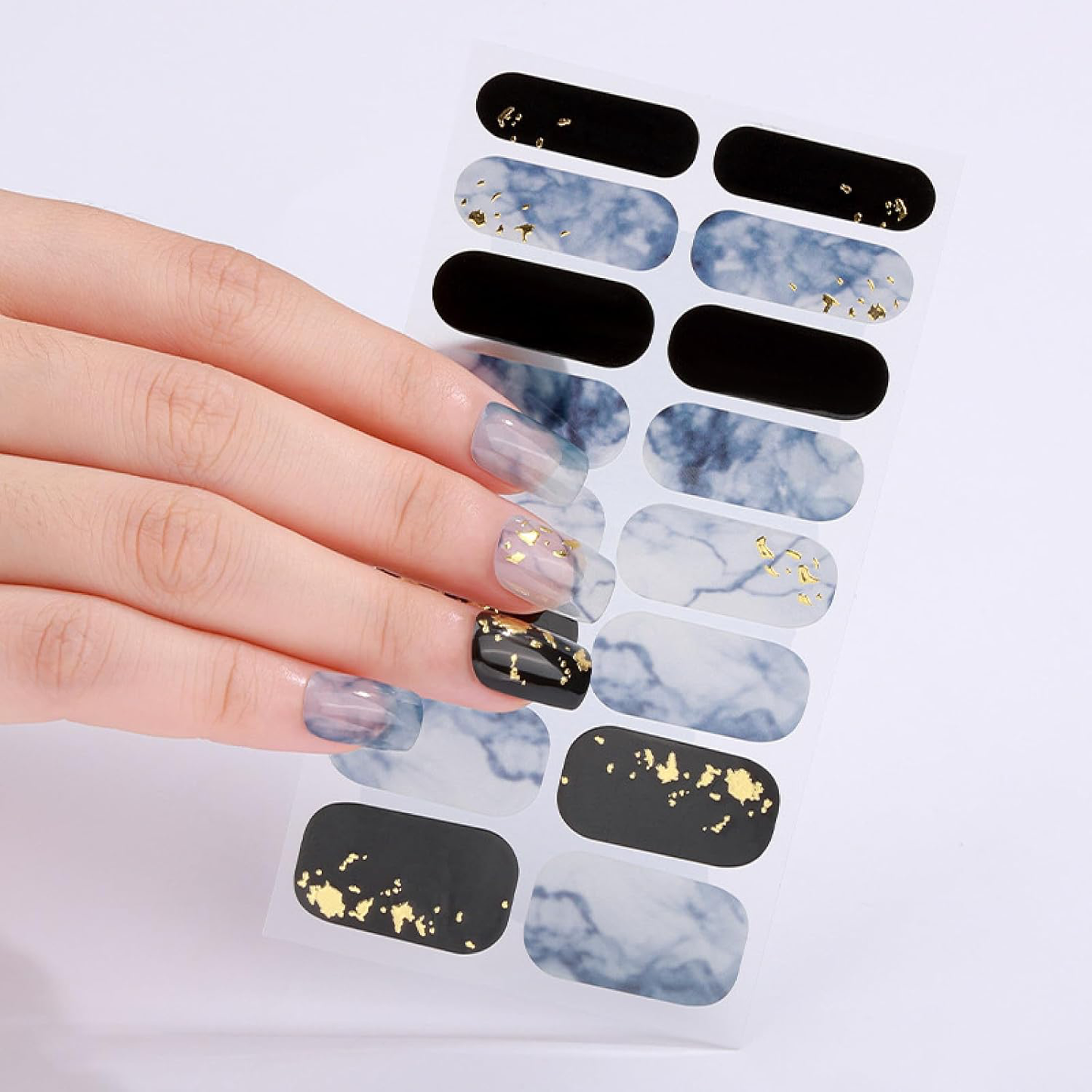 Blue Marble Gel Nails-0