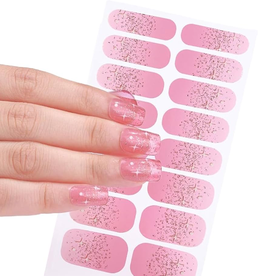 Cotton Candy Stars Gel Nails-1