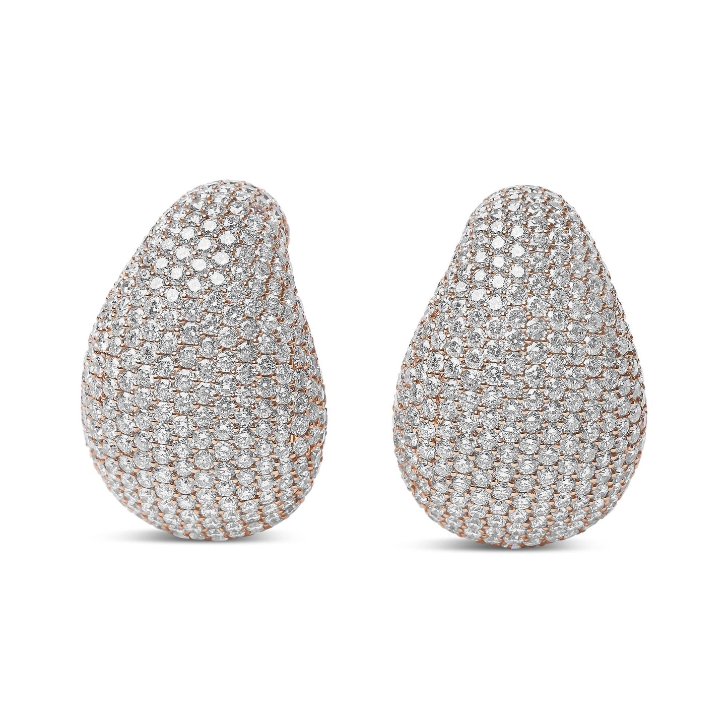 18K Rose Gold 13 1/5 Cttw Micro-Pave Diamond Sculptural Design Statement Omega Back Earrings (G-H Color, SI1-SI2 Clarity)-3