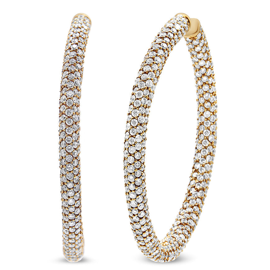 18K Rose Gold 6.90 Cttw Pave Set Diamond Inside Out Eternity Hoop Earrings (F-G Color, VS1-VS2 Clarity)-3