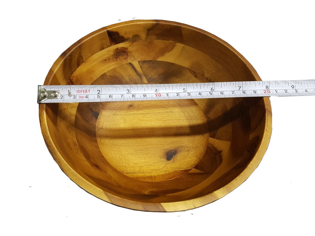 [ Set of 6 ] Zavis Green Acacia Wood Round Salad Bowl 8"  | Dishwasher Safe-2