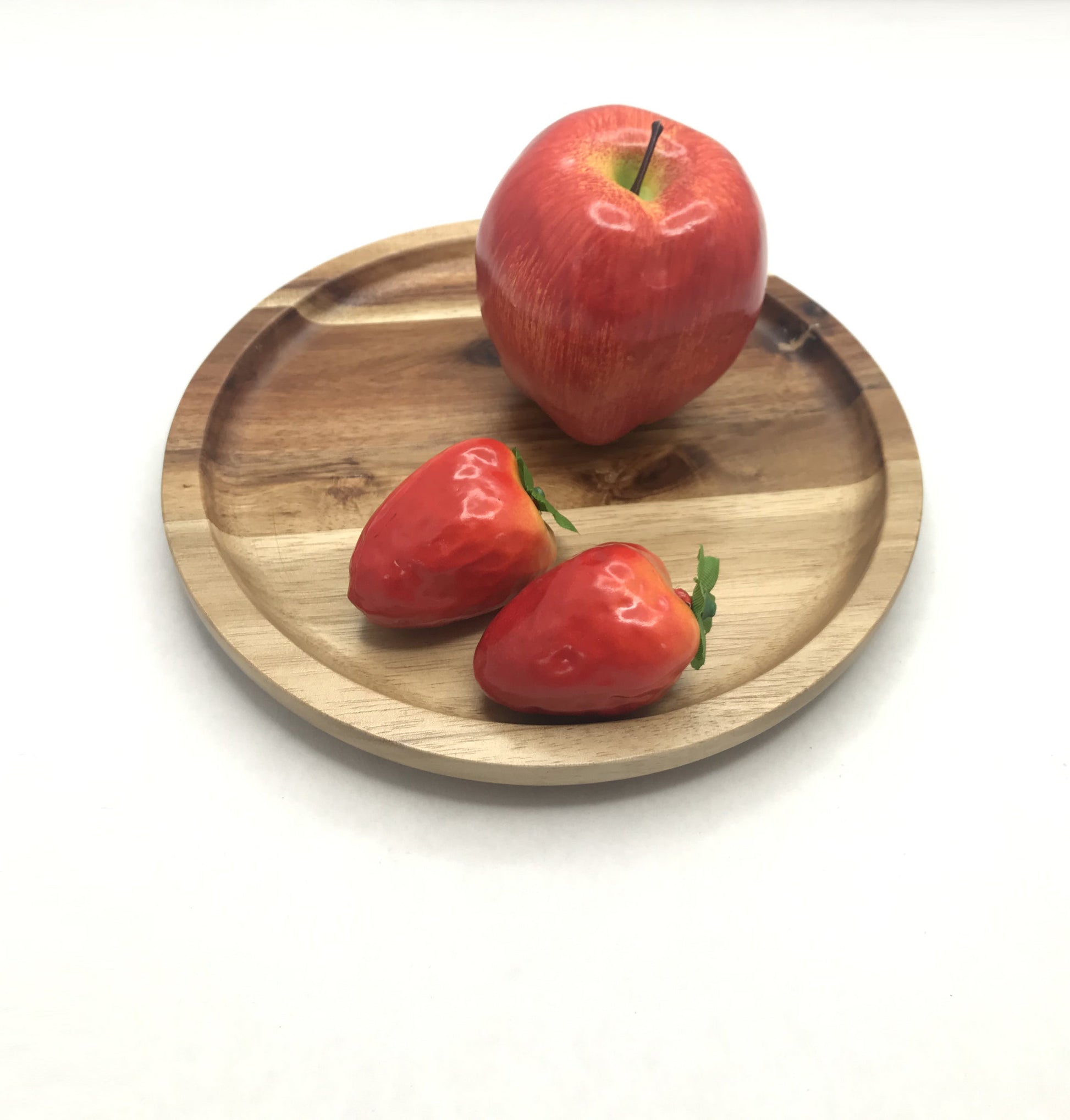 Zavis Green Acacia Wood Round Stackable Plate / Platter 8"  | Dishwasher Safe-4