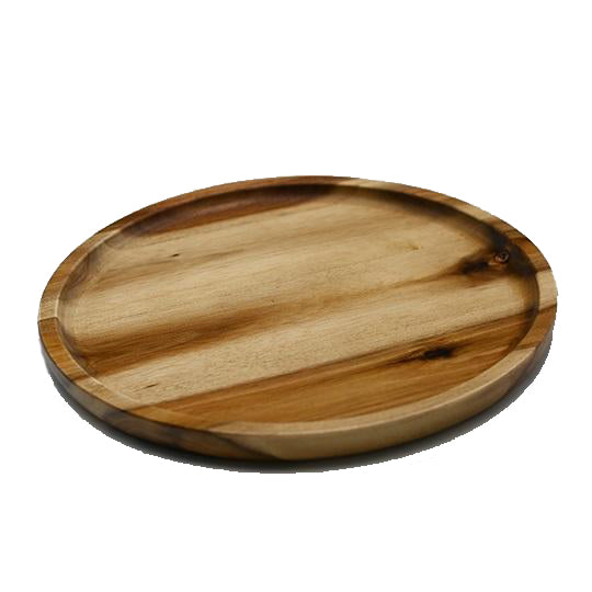 Zavis Green Acacia Wood Round Stackable Plate / Platter 10" | Dishwasher Safe-0