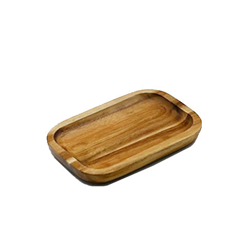 Zavis Green Acacia Wood Serving rectangle Stackable Tray / Dish 6" X 4" | Dishwasher Safe-0