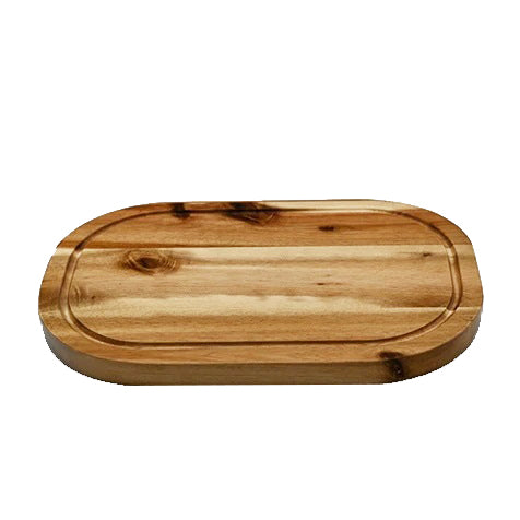 [ Set of 3 ] Zavis Green Acacia Wood Serving Rounded Cutting Board With Juice Groove 12" X 8" | Dishwasher Safe-0