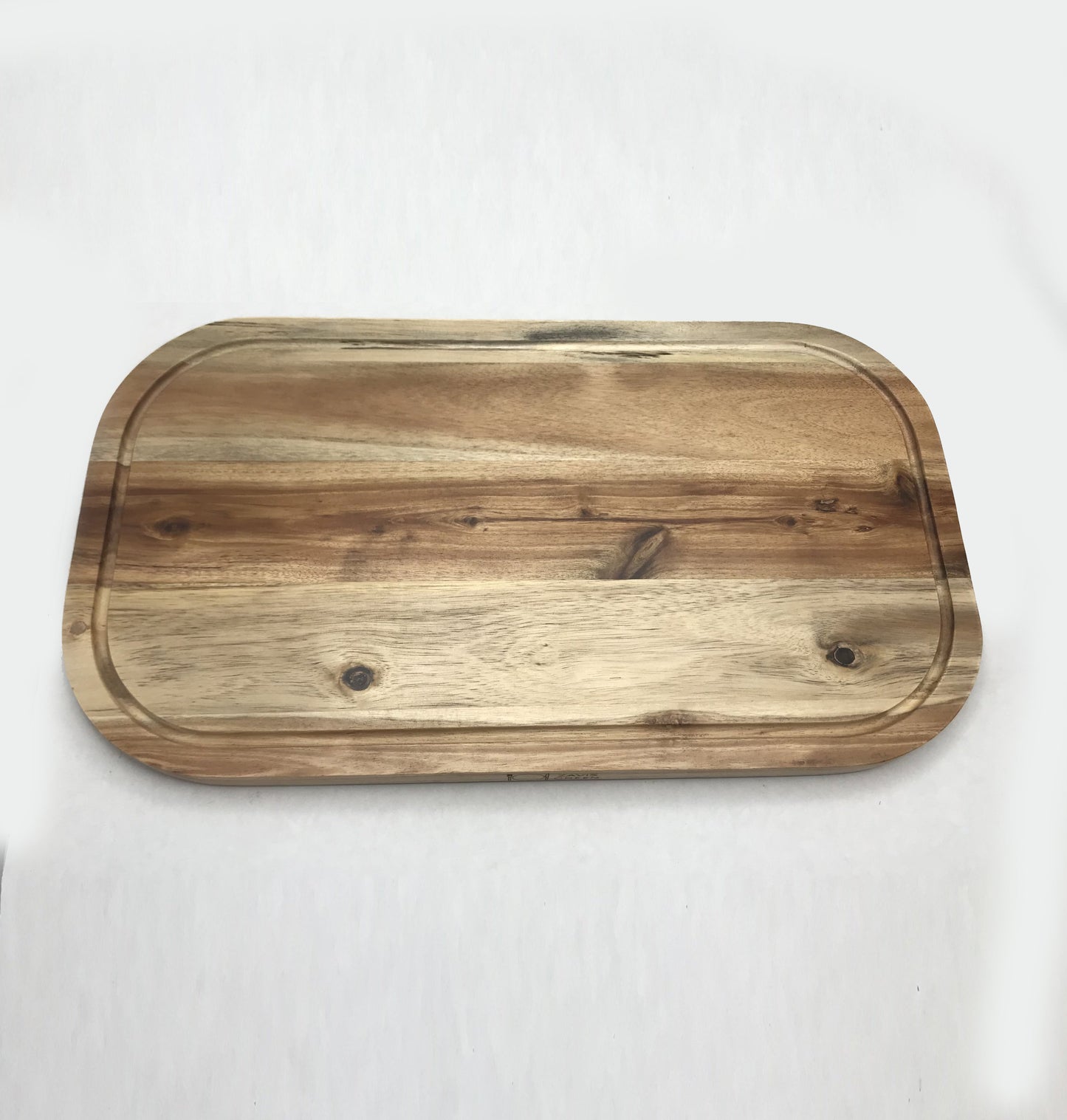 Zavis Green Acacia Wood Serving Rounded Cutting Board With Juice Groove 18" X 10" | Dishwasher Safe-4