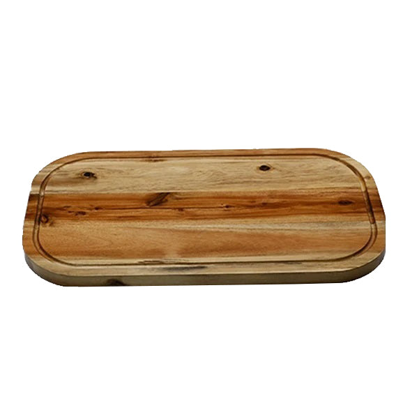 Zavis Green Acacia Wood Serving Rounded Cutting Board With Juice Groove 18" X 10" | Dishwasher Safe-0