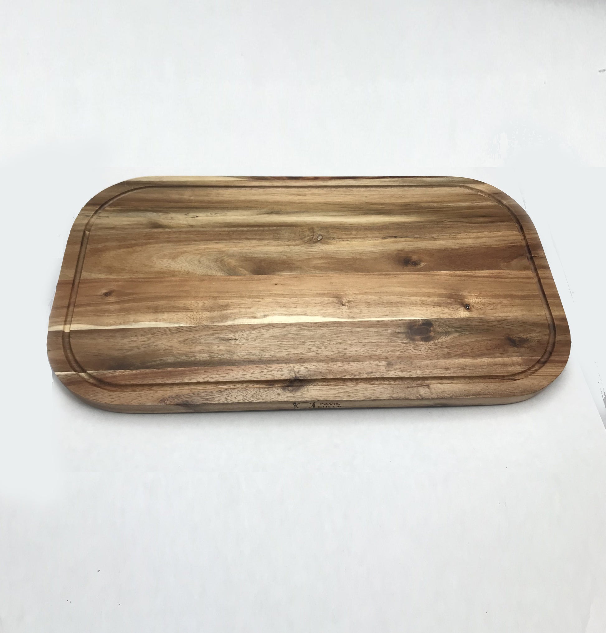 Zavis Green Acacia Wood Serving Rounded Cutting Board With Juice Groove 20" X 11" | Dishwasher Safe-4