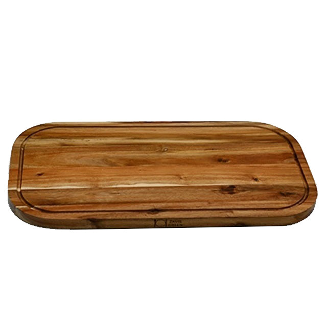 Zavis Green Acacia Wood Serving Rounded Cutting Board With Juice Groove 20" X 11" | Dishwasher Safe-0