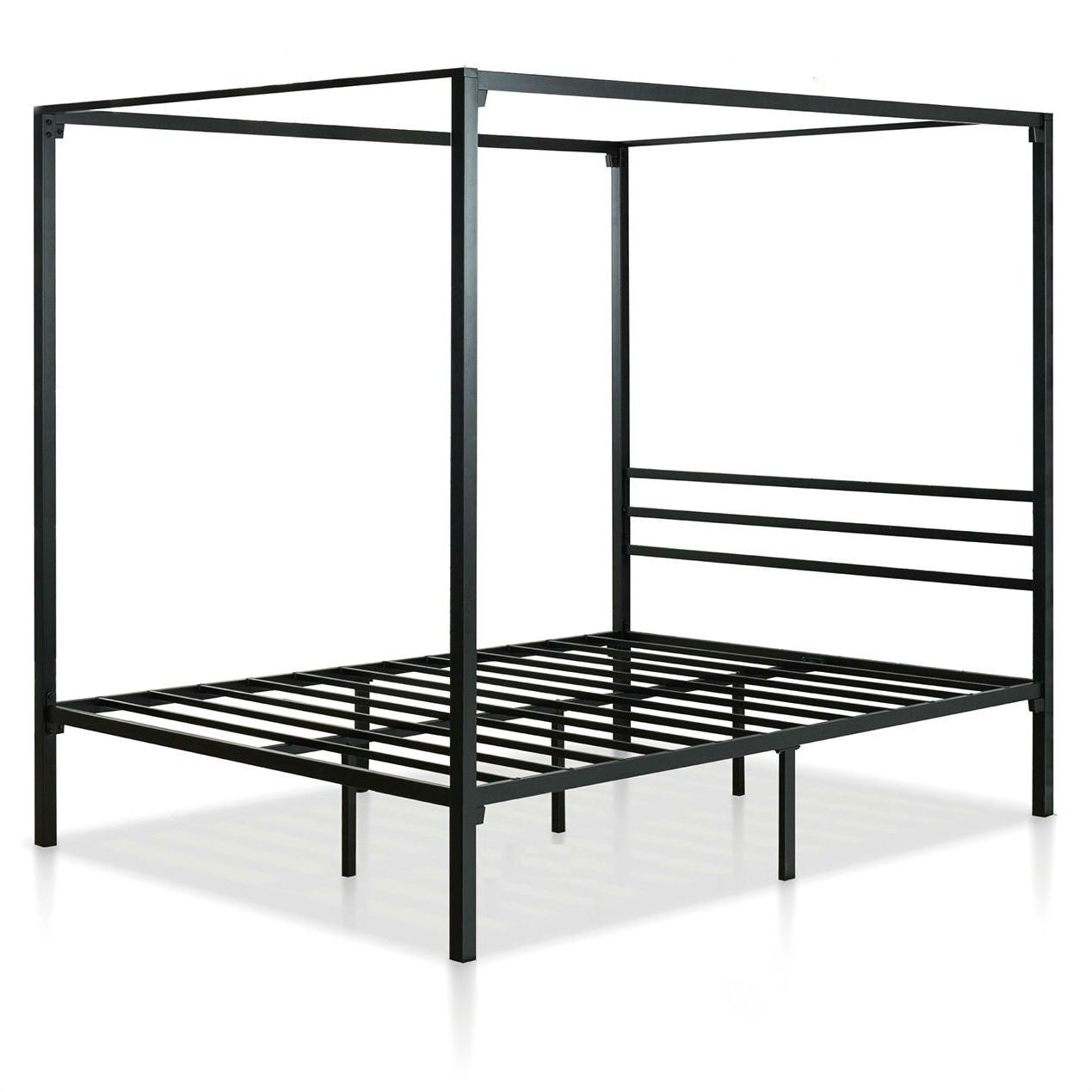 Queen size Modern Black Metal Canopy Bed Frame-0