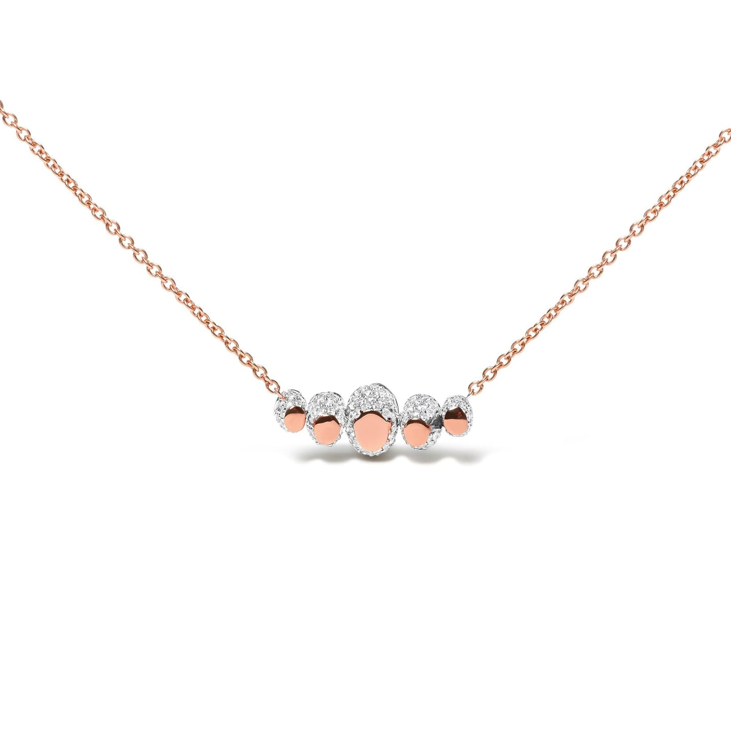 18K Rose Gold 3/4 Cttw Pave Diamonds and Graduated Green Tsavorite Gemstone Curved Bar Choker Necklace (G-H Color, SI1-SI2 Clarity) - Adjustable up to 14" - 16.5"-3