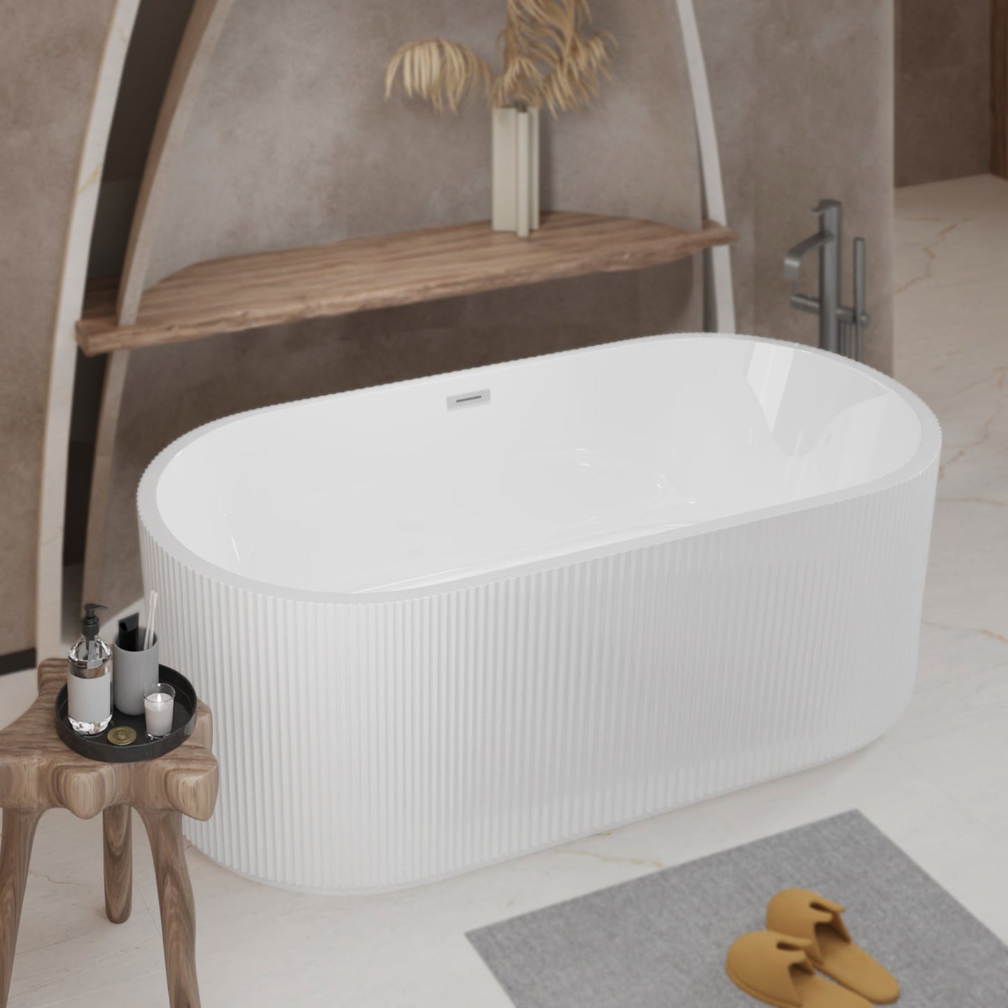67" Linear Acrylic Freestanding Bathtub