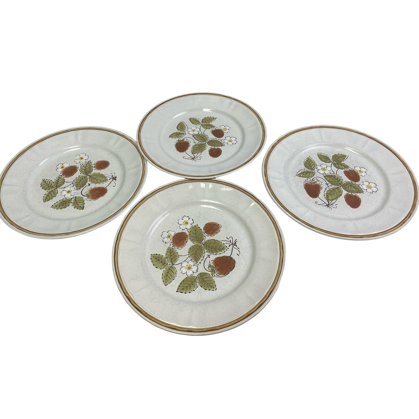 Set of 4 Vintage Handpainted Americana Hearthside Stoneware Berries N Cream