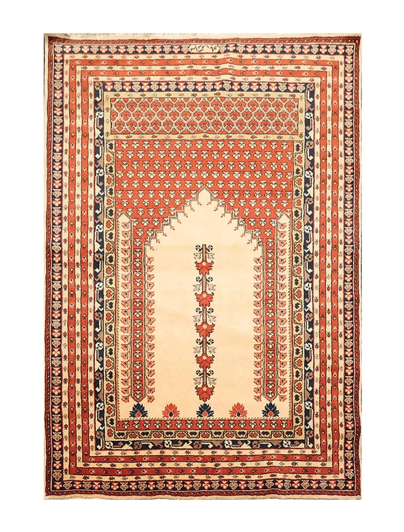 4'4'' x 6'4'' Hand Knotted 100% Wool Prayer Rug Oriental Area Rug Beige-0