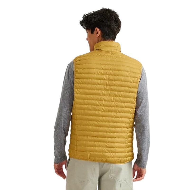 New Eddie Bauer Mens Large Gold Yellow Microlight 650 FP Down Zip Up Puffer Vest