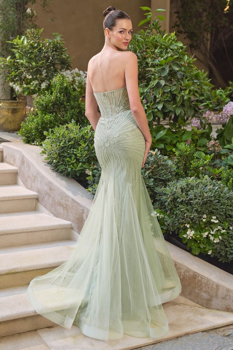 Red Carpet Strapless Mermaid Gown w/ Beadwork & Charming Sweetheart Neckline CDA1492