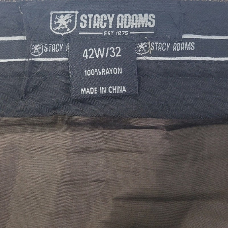 Stacy Adams Mens 42X32 100% Rayon Plaid Multi Pocket Flat Front Dress Pants