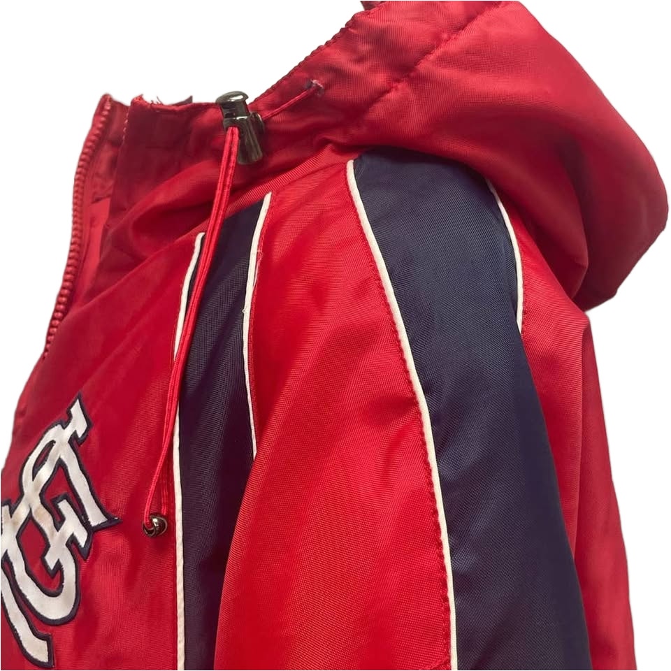 MLB St Louis Cardinals Baseball Mens XL Full Zip Up Hooded Warm Coat W Repairs