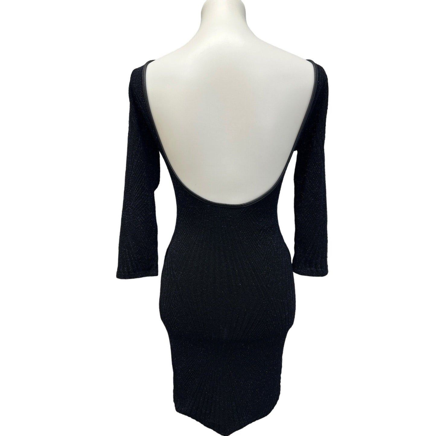 Love Chesley Womens Medium Long Sleeve Blue Glitter Nylon Blend BodyCon Dress