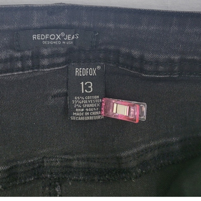 RedFox Juniors Size 13 Paint Splatters Factory Distressed Ribbed Denim Jeans