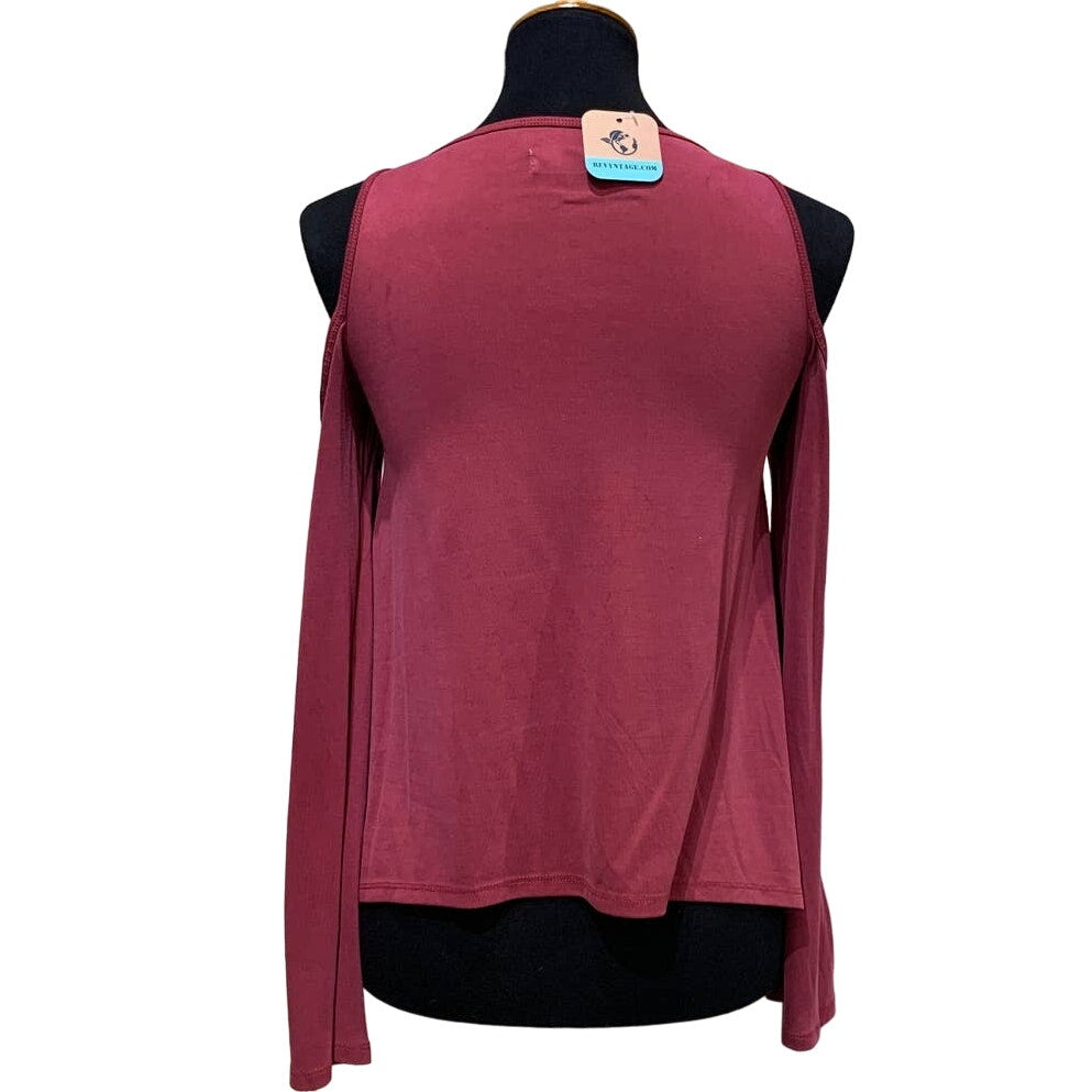 Hand Printed Upcycled Hollister Women XS Dragonfly Long Sleeve Cold Shoulder Tee