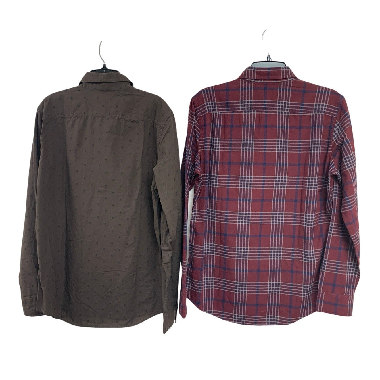 2 New American Eagle Mens Medium Slim Fit Plaid Long Sleeve Button Up Shirts