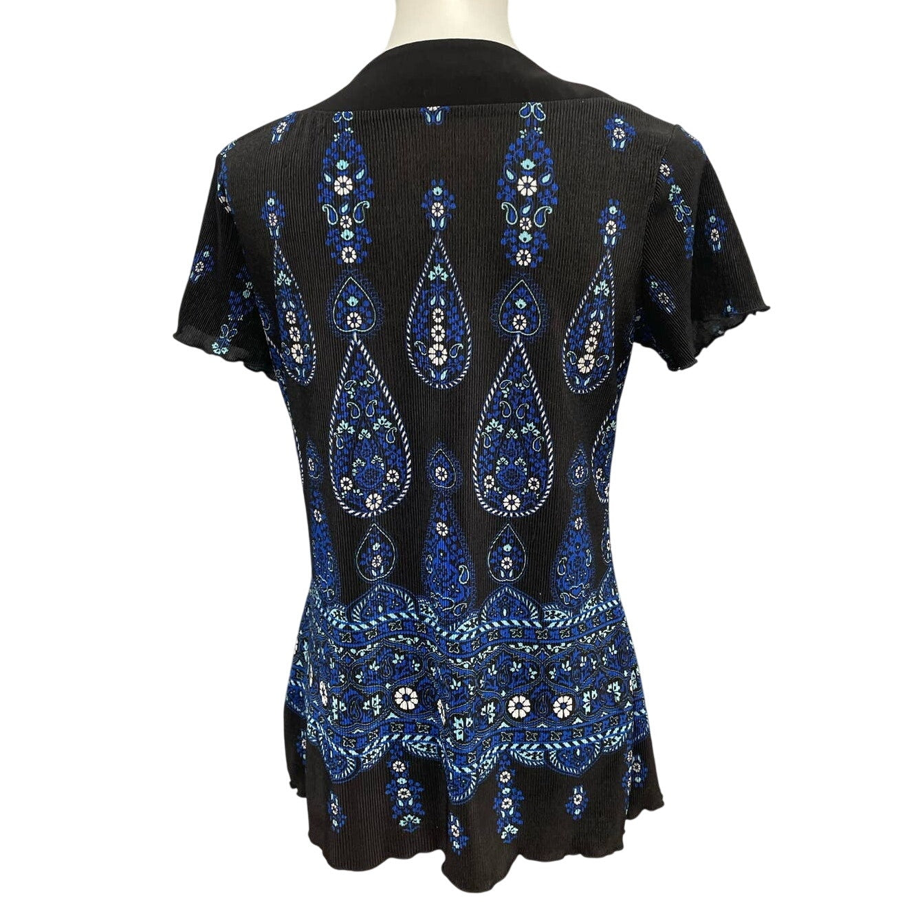 Elementz Womens Large Stretch Pleated Polyester Sequin Lace Short Sleeve Blouse